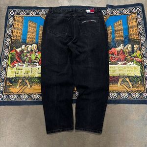 Black Tommy Hilfiger jeans Embroidered size 40x32 carpenter y2k jeans baggy punk